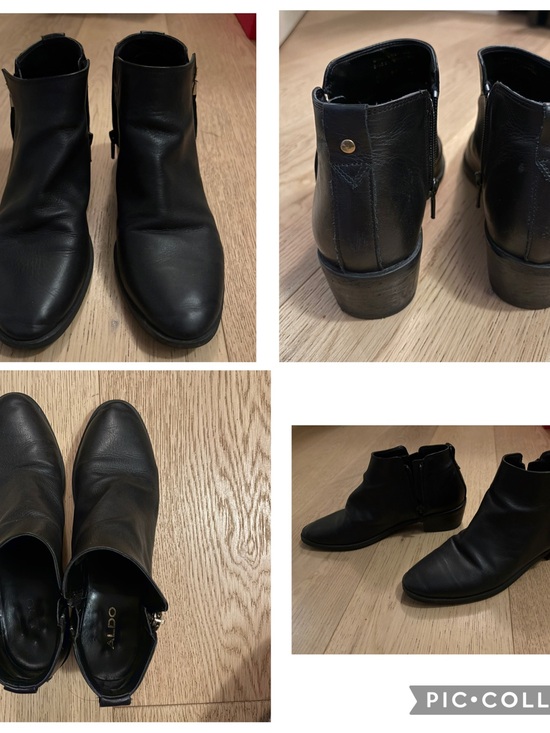 Aldo Shoes - Aldo Black Leather Side-Zip Ankle Boots